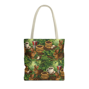 Tropical Rabbits & UFOs Tote Bag, Black - 3 Sizes