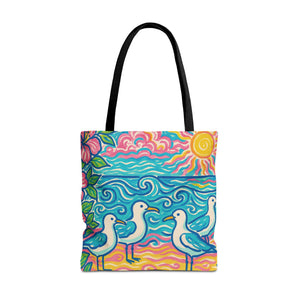 Tropical Beach Seagulls Tote Bag - 3 Sizes