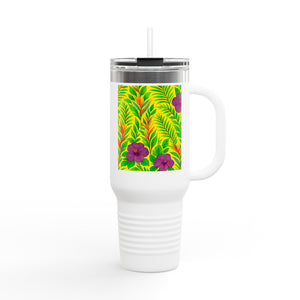 Midnight Flower Yellow Insulated Travel Mug - 40oz - Perfect for Outdoor Adventures