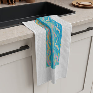 Tropical Microfiber Coffee/Tea Towel – Coastal Seashell Glow, White