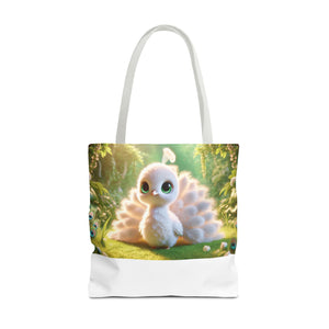Baby White Peacock/White Trio Tote Bag - 3 Sizes
