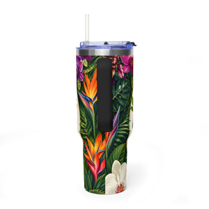 40oz Tropical Coffee Tumbler – Parrot Floral Vacuum Insulated Cup