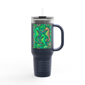 Seahorses Lime Insulated Travel Mug - 40oz - Perfect for Outdoor Adventures