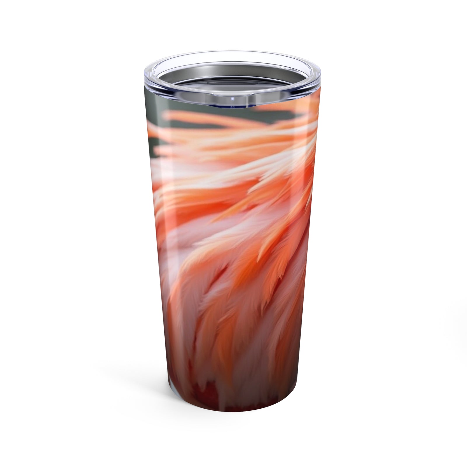 20oz Tropical Glossy Tumbler, Stainless Steel / Flamingo Feathers