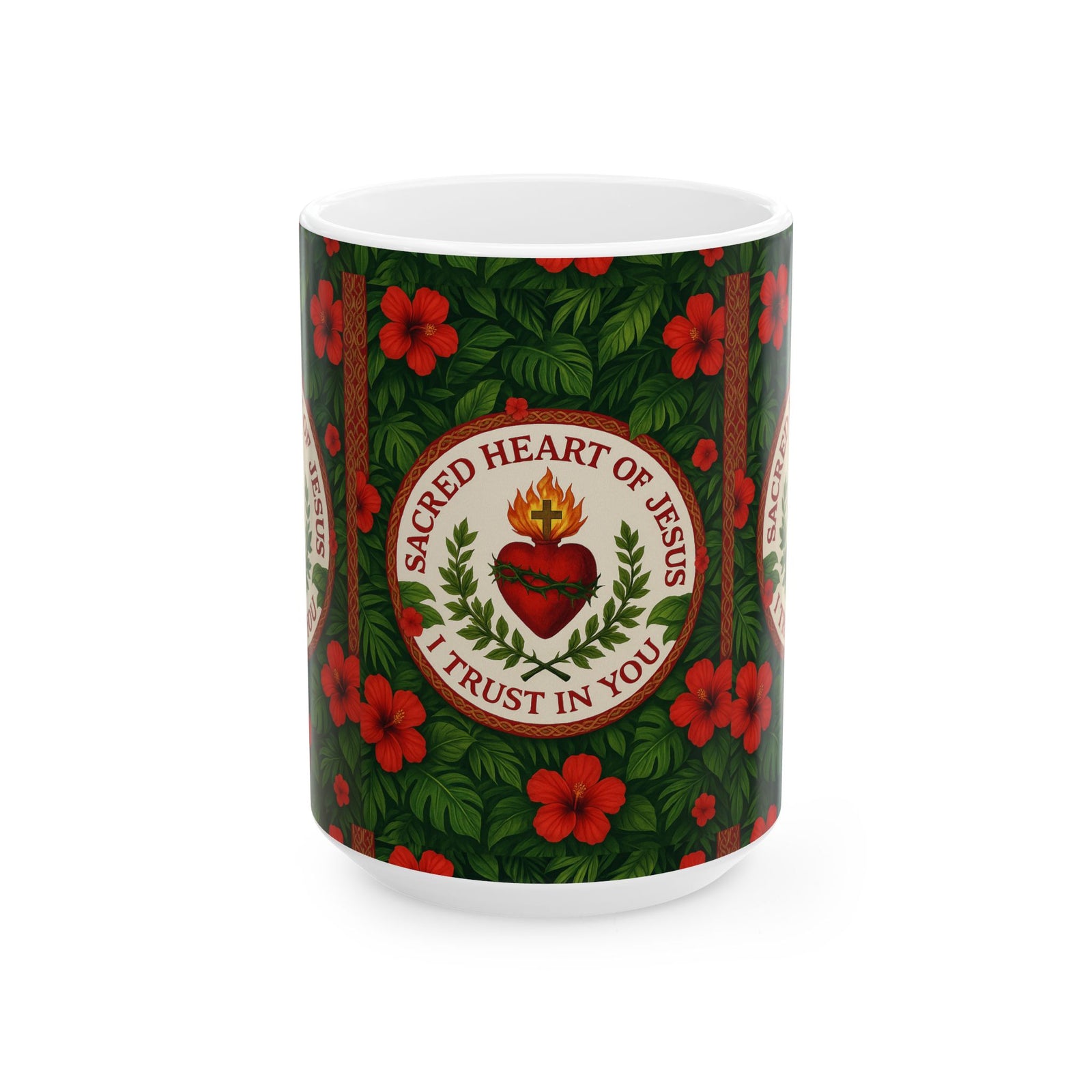 Religous Ceramic White Mug - 11oz & 15oz, / Sacred Heart of Jesus Prayer