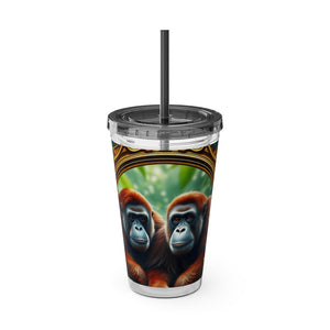 Tropical Tumbler with Straw | 16 oz: Framed Orangutan Apes