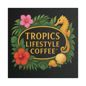 Tropical Wall Art — Tropics Lifestyle Coffee, Seahorse Logo, Black