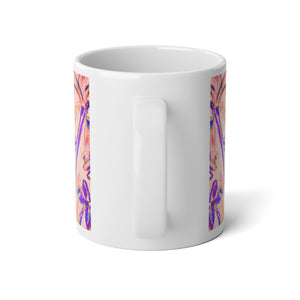 Jumbo Mug, 20oz, Tropical Doodles, Peach | Tropical Coffee Cup