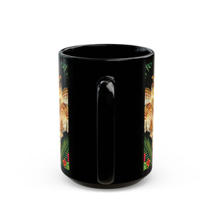 Tropical Parrot Black Mug — Jungle Floral Design with Chandelier (11oz/15oz)