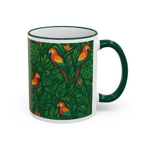 Accent Rim & Handle Coffee Mug ~ Parrot Family
