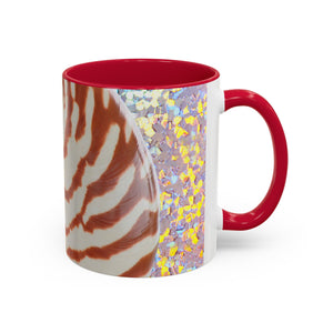 Colorful Mugs (11oz, 15oz), Disco Tiger Stripe Nautilus Macro