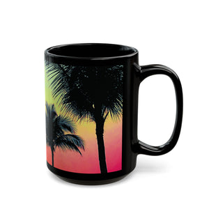 Black Coffee Mug - Palm Glow, Sangria