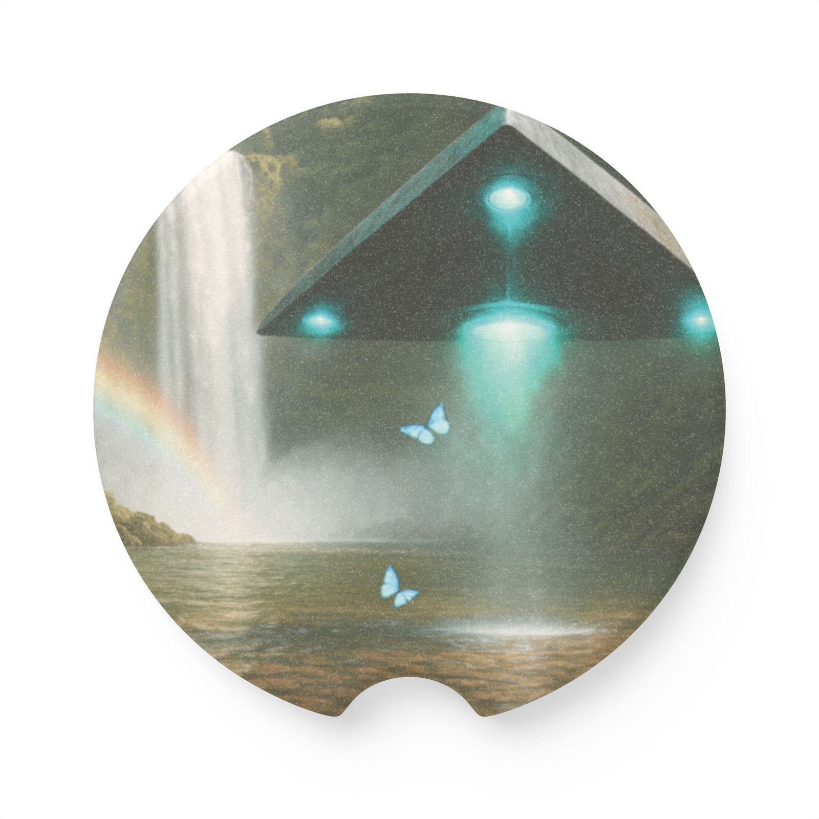 Soapstone Car Coaster - UFO and Waterfall