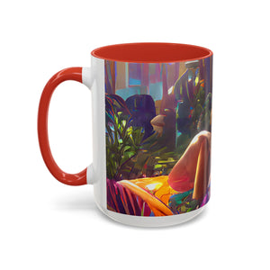 Accent Color Coffee Mug (11, 15oz) - Midnight Kiss in Tropical Garden