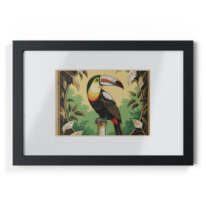 Framed Coffee Art Print — Tropical Toucan Poster for Home Decor