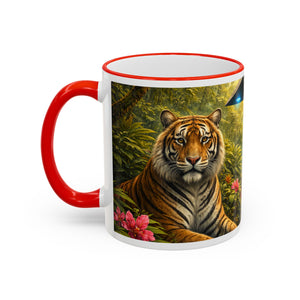 Accent Rim & Handle Mug — UFO & Tiger