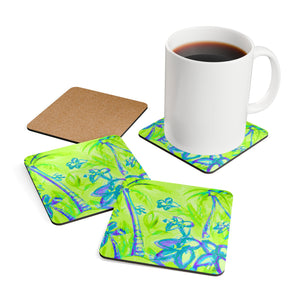 Coaster Set/4 - Tropical Doodles, Lime