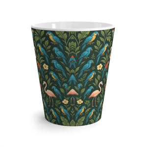 Latte White Mug - Flamingos and Parrots