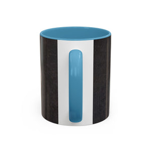 Accent Color Coffee Mug (11, 15oz), 8 Colors - White Nautilus Trio/Black, Large