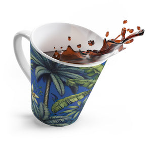 Latte White Mug - Tropical Fruit, Dark Blue