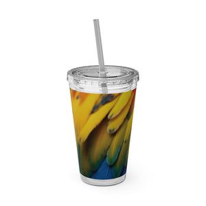 Tropical Tumbler with Straw | 16 oz: Parrot Macaw Feathers