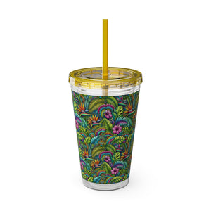 Tropical Tumbler with Straw | 16 oz.: Rainforest Blooms