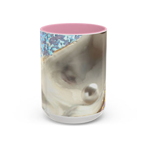 Colorful Mugs (11oz, 15oz), Disco White Pearl Oyster Macro