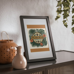 Tropical Framed Poster — Palm & Bean Coffee Club, Dark Gold