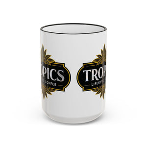 Accent Rim & Handle Mug – Tropics Lifestyle Coffee, Deco Long Logo