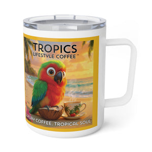 Tropical Insulated Coffee Mug, 10oz / Parrot Tiki, Yellow