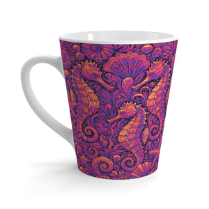 Latte White Mug - Seahorses, Pop Brights