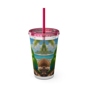 Tropical Tumbler with Straw | 16oz: Lulu the Parrot