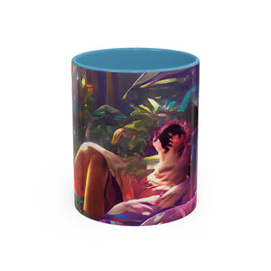 Accent Color Coffee Mug (11, 15oz) - Midnight Kiss in Tropical Garden