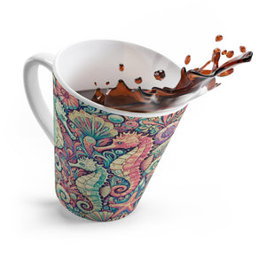 Latte White Mug - Seahorses, Retro