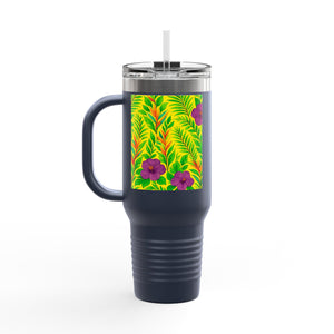 Midnight Flower Yellow Insulated Travel Mug - 40oz - Perfect for Outdoor Adventures