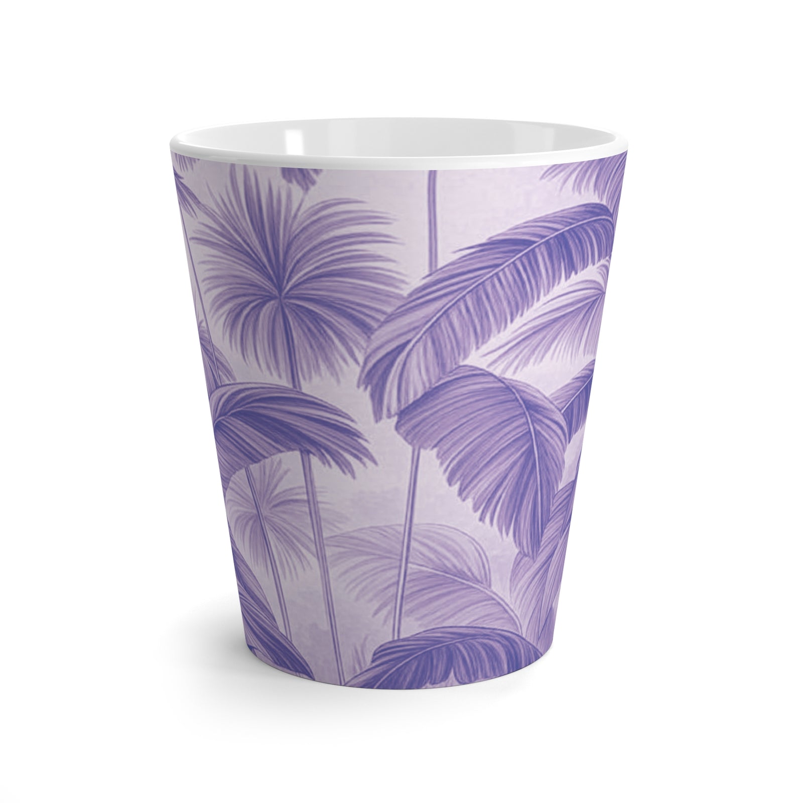 Latte White Mug - Perfect for Coffee Enthusiasts / Palm Serenity, Lilac
