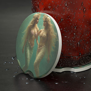 Soapstone Car Coaster - Two Mermaids