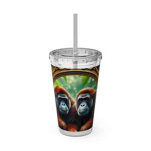 Tropical Tumbler with Straw | 16 oz: Framed Orangutan Apes
