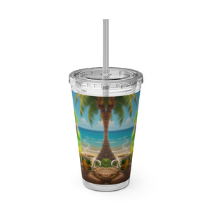 Tropical Tumbler with Straw | 16oz: Lulu the Parrot
