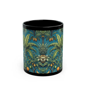 Black Coffee Mug - Tropical Fruit, Blue