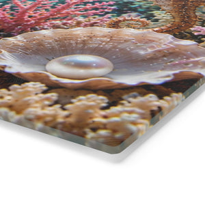Glass Coffee Station Tray — Colorful Pink Seahorse Underwater Art