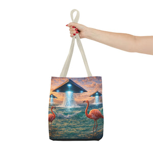 UFO and Flamingos Tote Bag - 3 Sizes