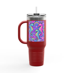 Seahorses/Fantasy Pop nsulated Travel Mug - 40oz - Perfect for Outdoor Adventures