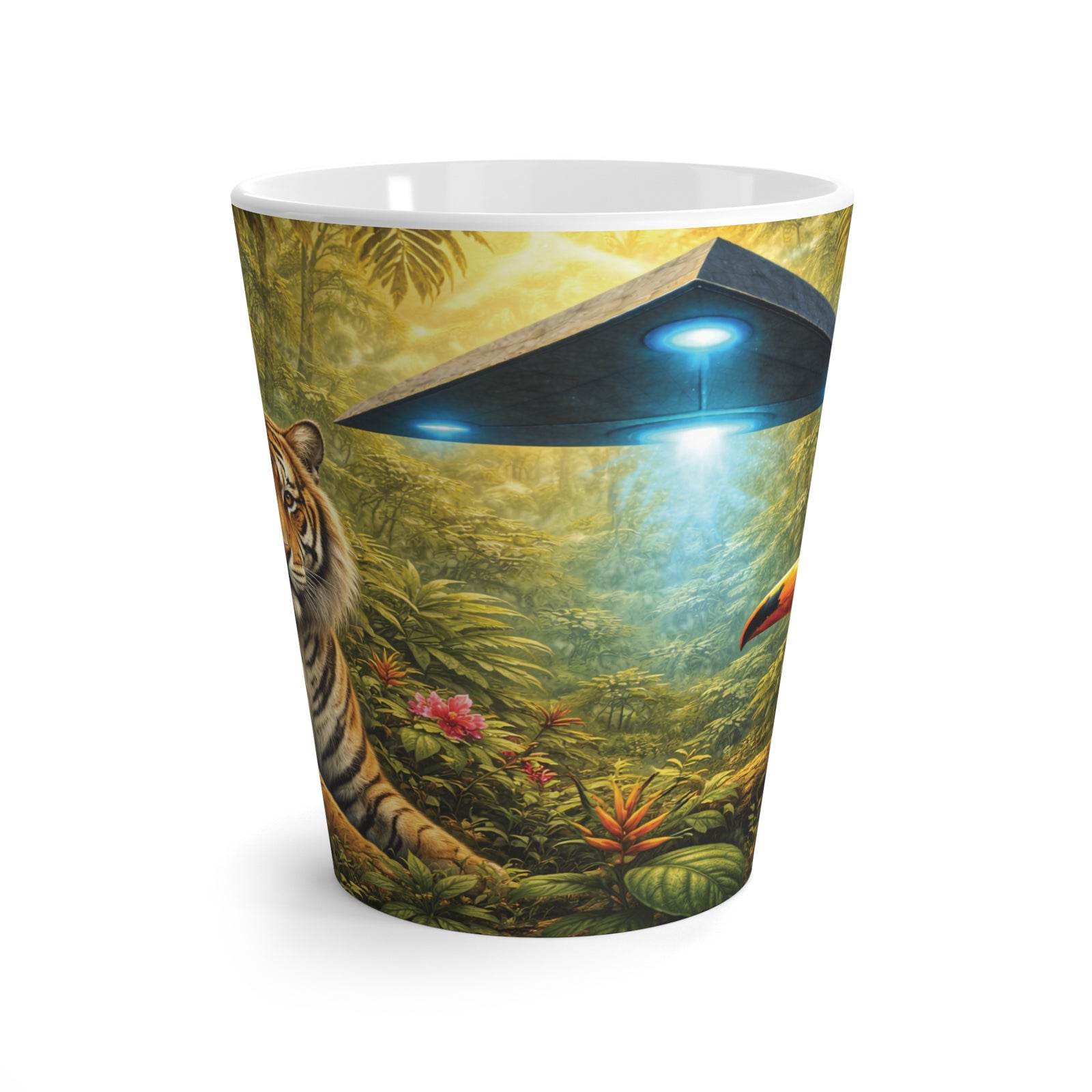 Latte White Mug - UFO and Tiger