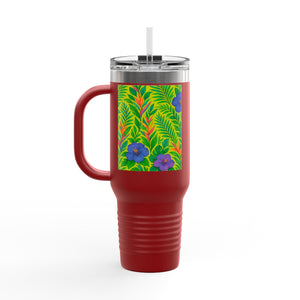 Midnight Flower Lime Insulated Travel Mug - 40oz - Perfect for Outdoor Adventures
