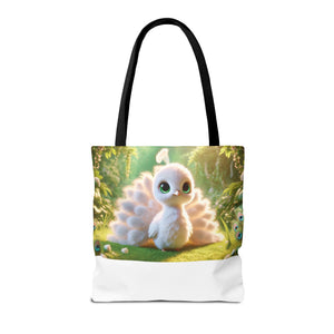 Baby White Peacock/White Trio Tote Bag - 3 Sizes