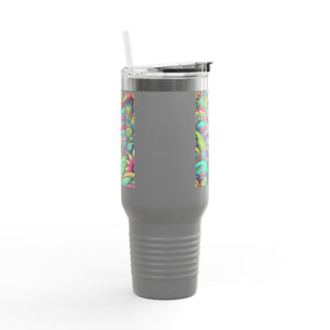 Insulated Travel Mug, 40oz / Rainforest Butterfly Pop - Perfect for Outdoor Adventures