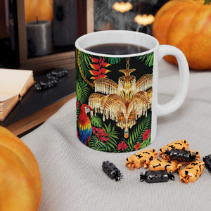 White Ceramic Mug — Holllywood Regency Parrot (11oz, 15oz)