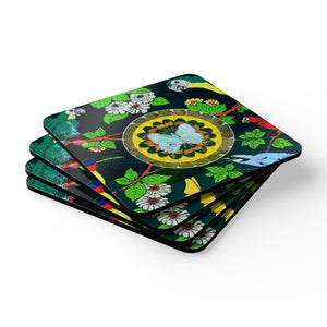Coaster Set/4 - Parrots & Butterfly/Real Wings