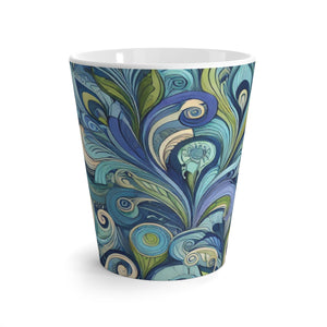 Latte White Mug - Feather Currents Blue